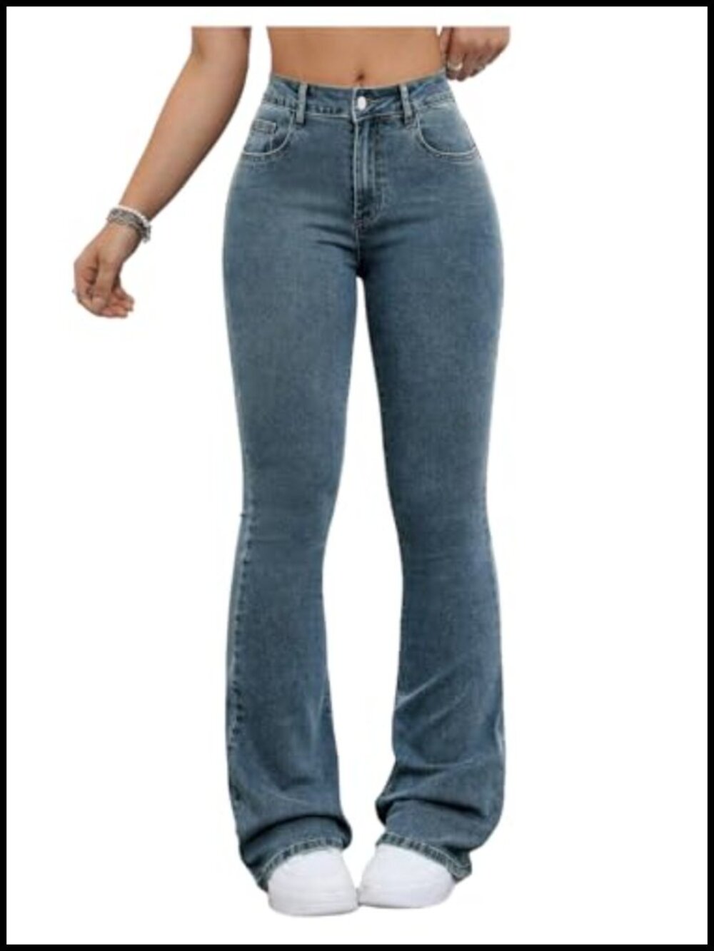 Women's High Rise Bell Bottom Flare Jeans Stretchy Denim Pants